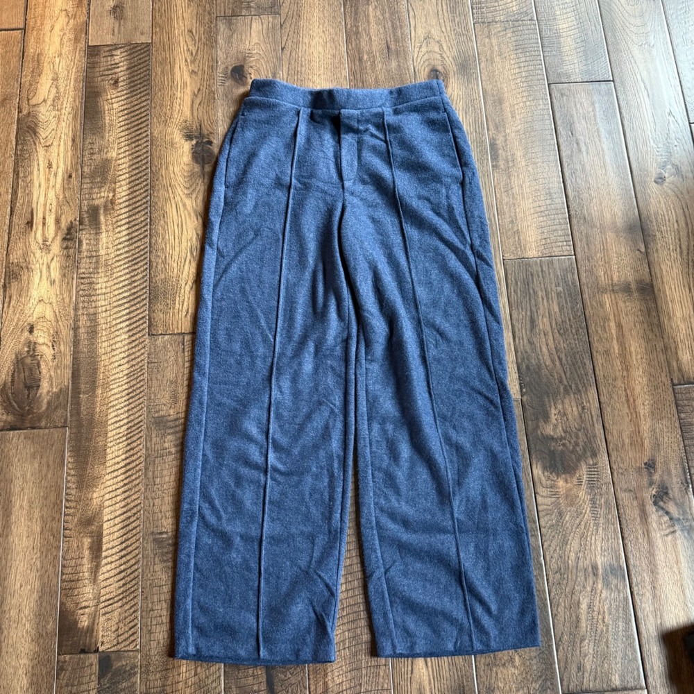 Simply Vera Vera Wang Womens Blue Knit Wide Leg Pintuck Seam Pants Size M